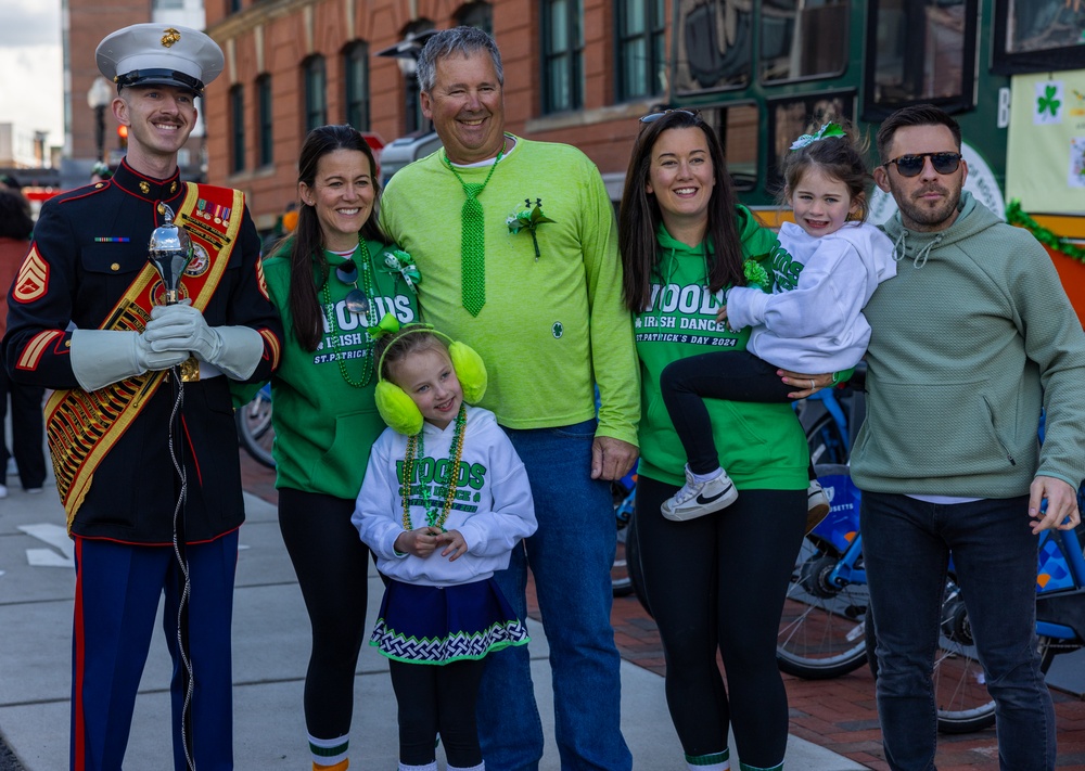 Quantico Marine Corps Band performs at the South Boston St. Patrick's Day Parade 2024