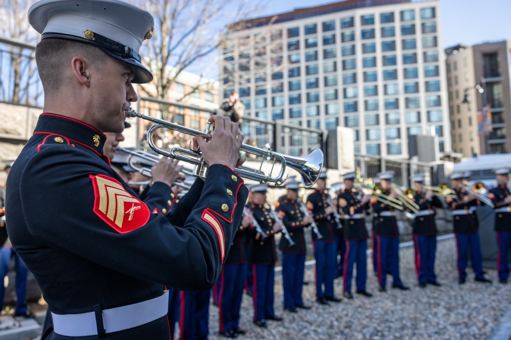 Quantico Marine Corps Band performs at the South Boston St. Patrick's Day Parade 2024