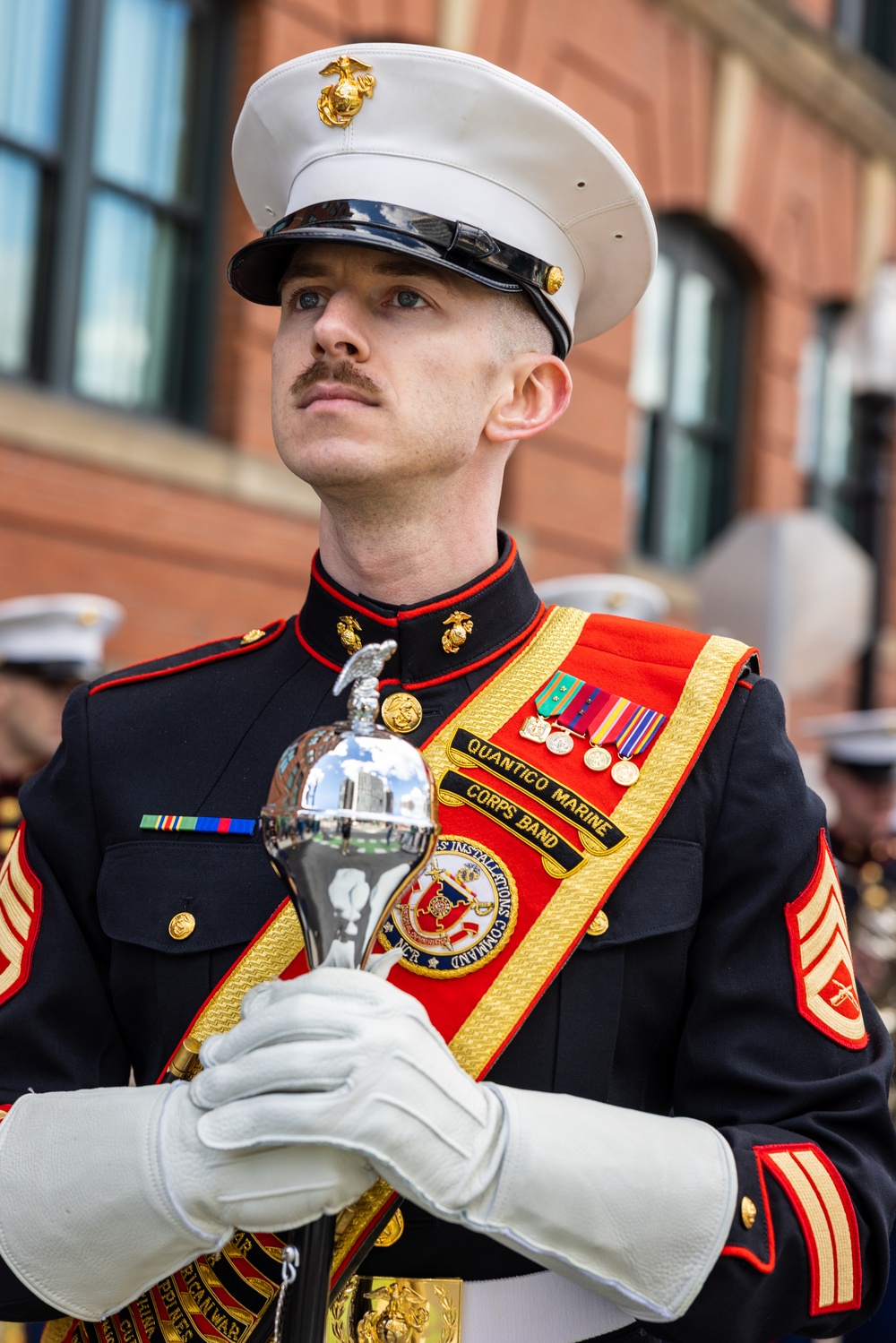 Quantico Marine Corps Band performs at the South Boston St. Patrick's Day Parade 2024