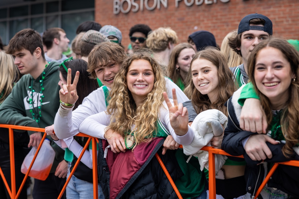 Quantico Marine Corps Band performs at the South Boston St. Patrick's Day Parade 2024