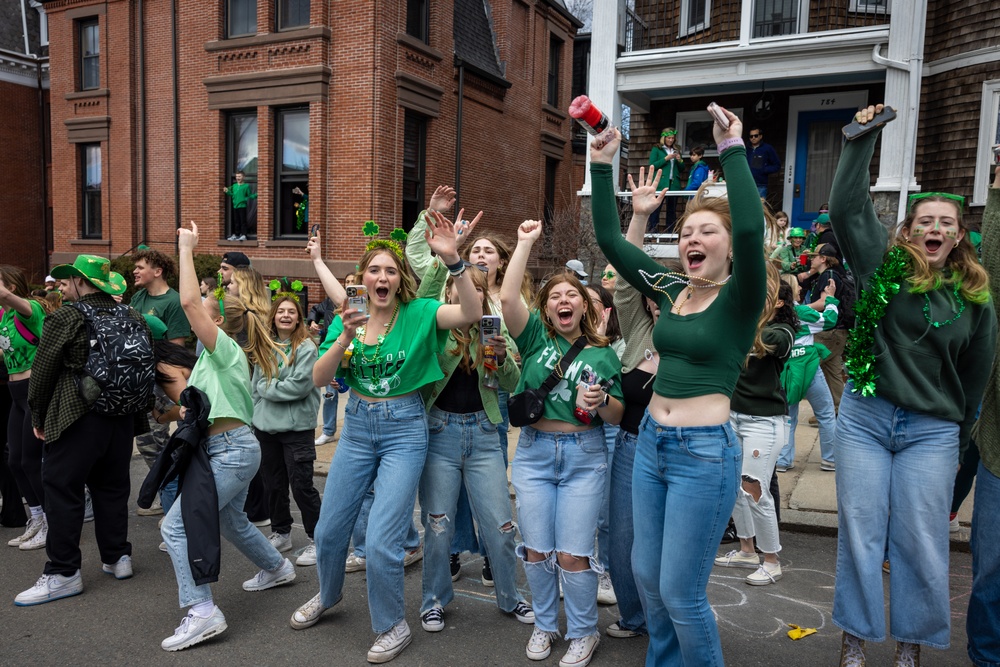 Quantico Marine Corps Band performs at the South Boston St. Patrick's Day Parade 2024