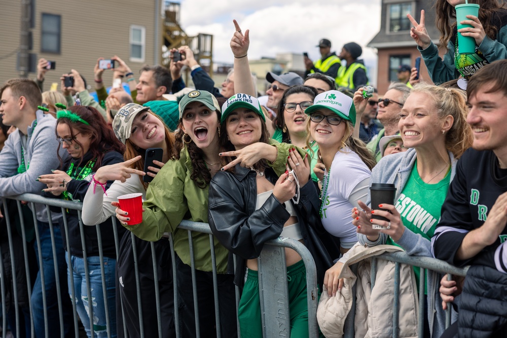 Quantico Marine Corps Band performs at the South Boston St. Patrick's Day Parade 2024