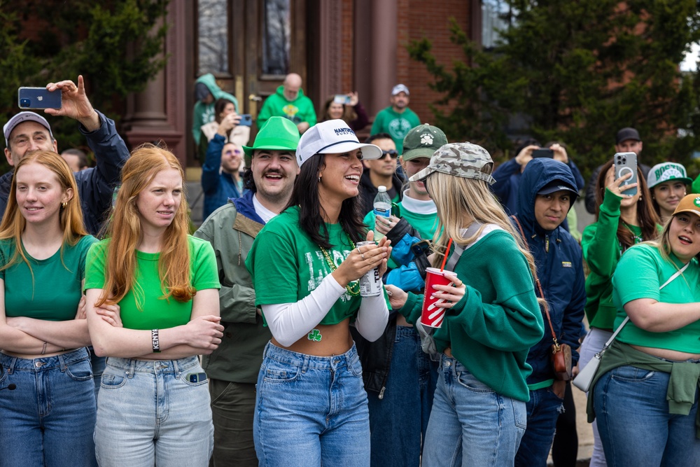 Quantico Marine Corps Band performs at the South Boston St. Patrick's Day Parade 2024