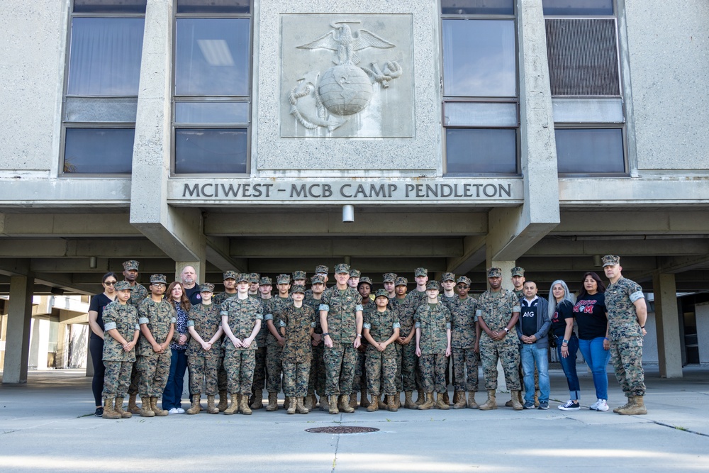 MCJROTC cadets with William B. Travis High School tour Camp Pendleton