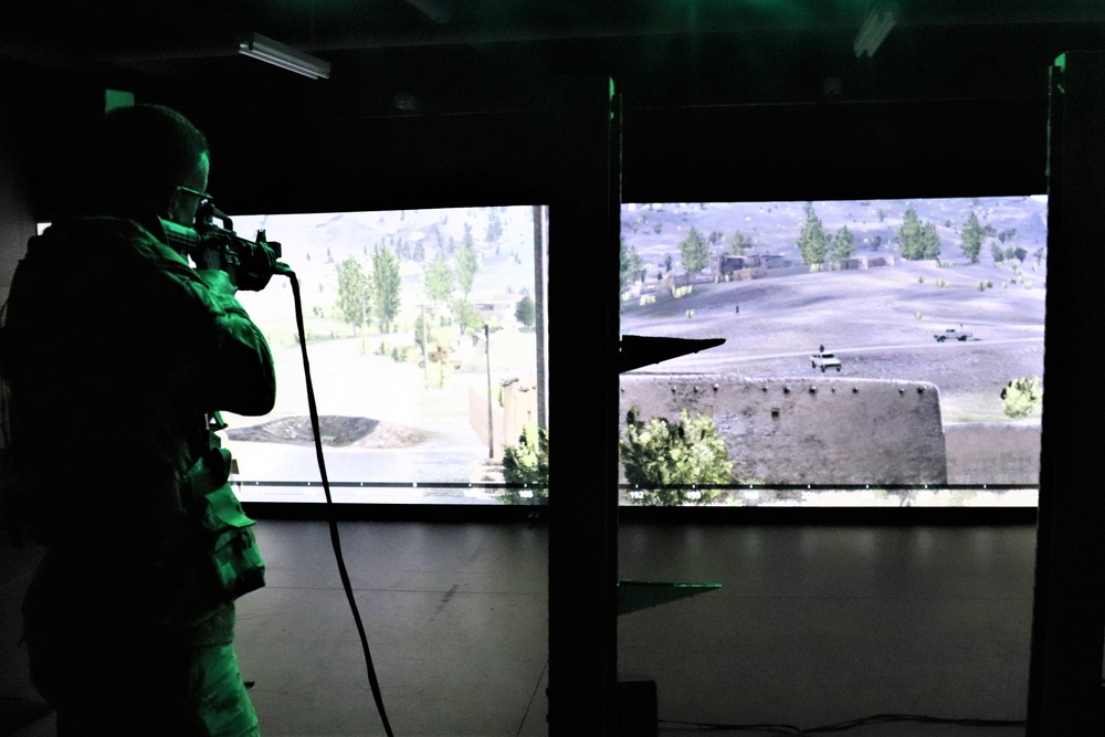 Fort McCoy Garrison Soldiers hold simulations training effort at Engagement Skills Trainer