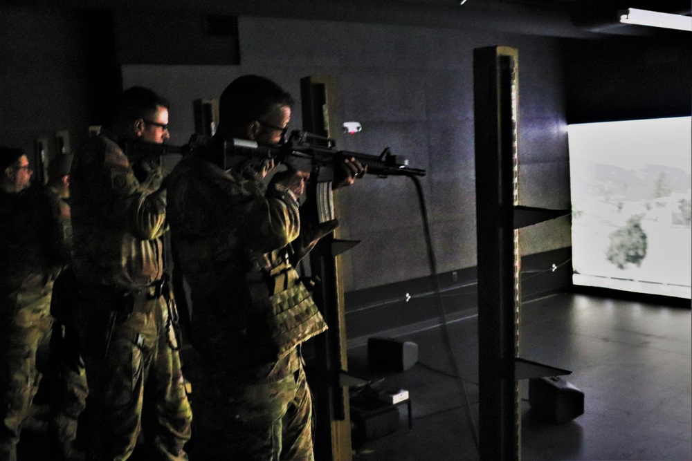 Fort McCoy Garrison Soldiers hold simulations training effort at Engagement Skills Trainer