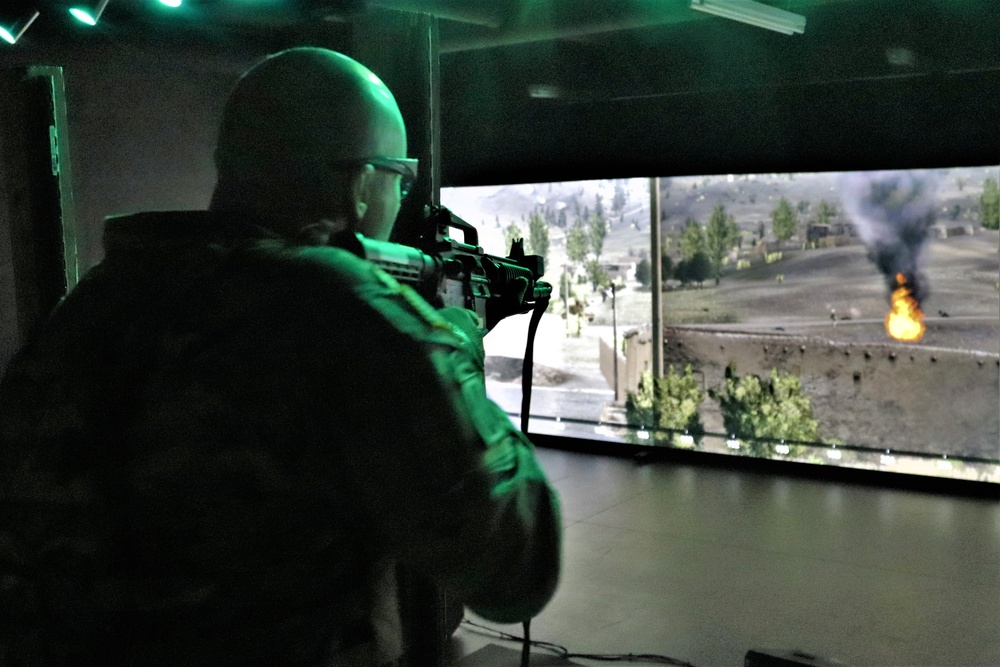 Fort McCoy Garrison Soldiers hold simulations training effort at Engagement Skills Trainer