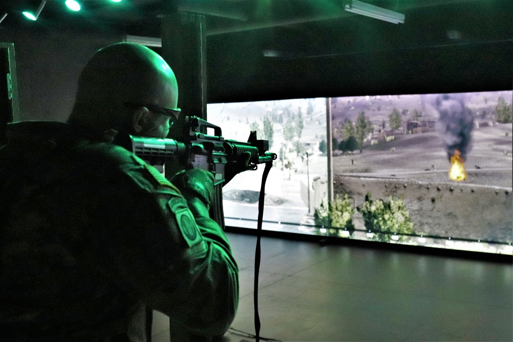 Fort McCoy Garrison Soldiers hold simulations training effort at Engagement Skills Trainer