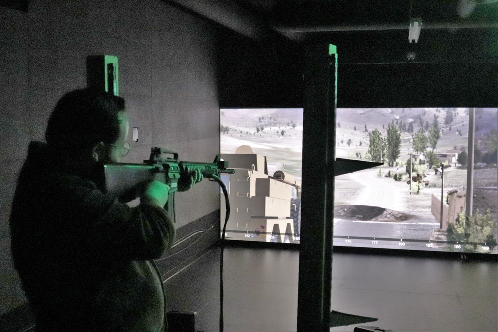 Fort McCoy Garrison Soldiers hold simulations training effort at Engagement Skills Trainer