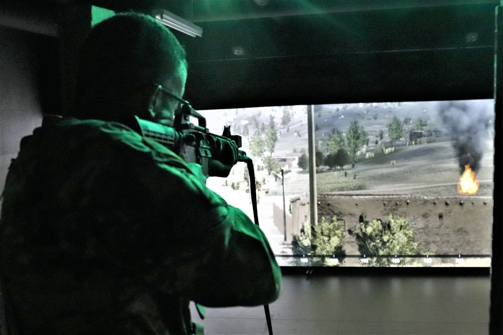 Fort McCoy Garrison Soldiers hold simulations training effort at Engagement Skills Trainer