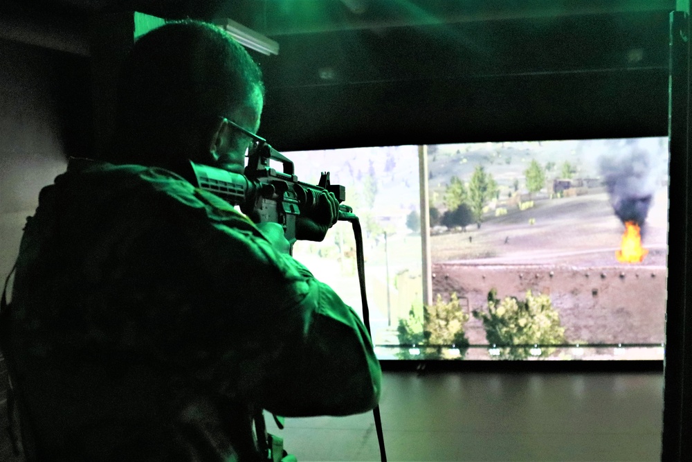 Fort McCoy Garrison Soldiers hold simulations training effort at Engagement Skills Trainer