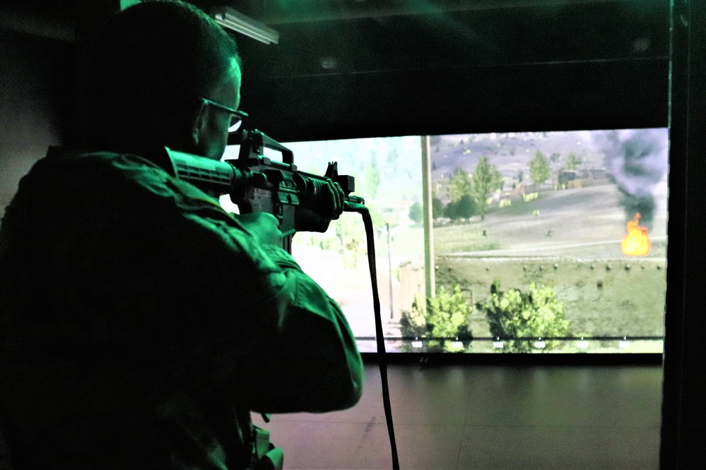 Fort McCoy Garrison Soldiers hold simulations training effort at Engagement Skills Trainer