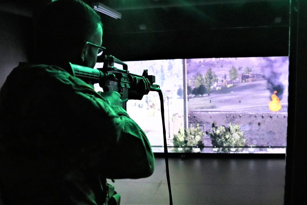 Fort McCoy Garrison Soldiers hold simulations training effort at Engagement Skills Trainer