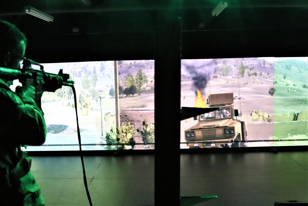 Fort McCoy Garrison Soldiers hold simulations training effort at Engagement Skills Trainer