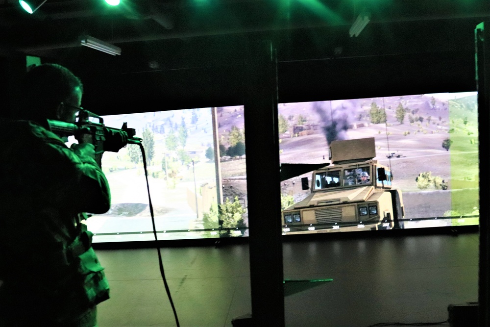 Fort McCoy Garrison Soldiers hold simulations training effort at Engagement Skills Trainer