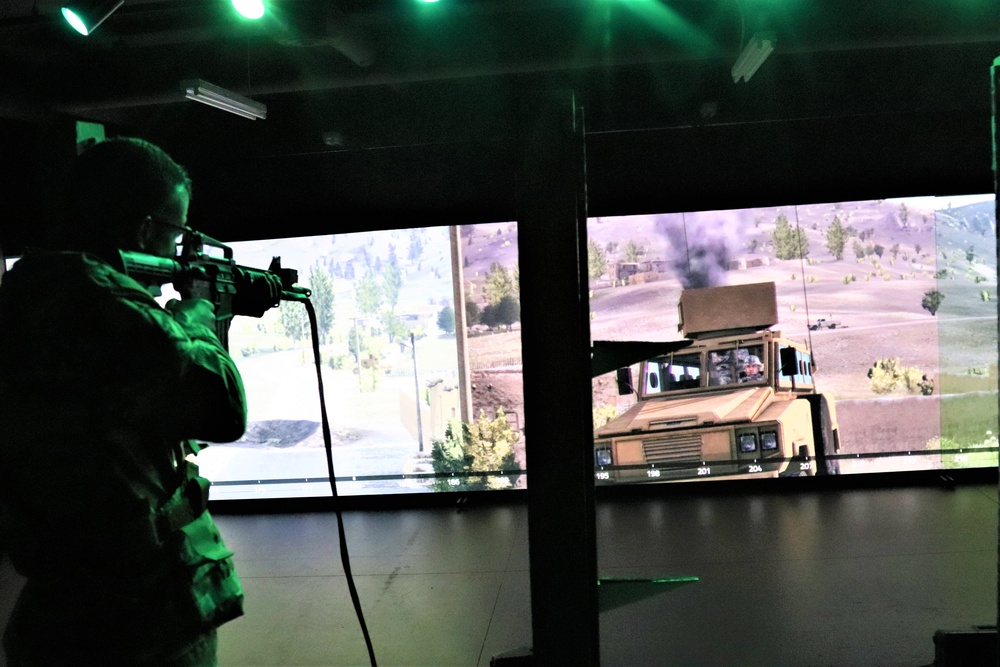Fort McCoy Garrison Soldiers hold simulations training effort at Engagement Skills Trainer