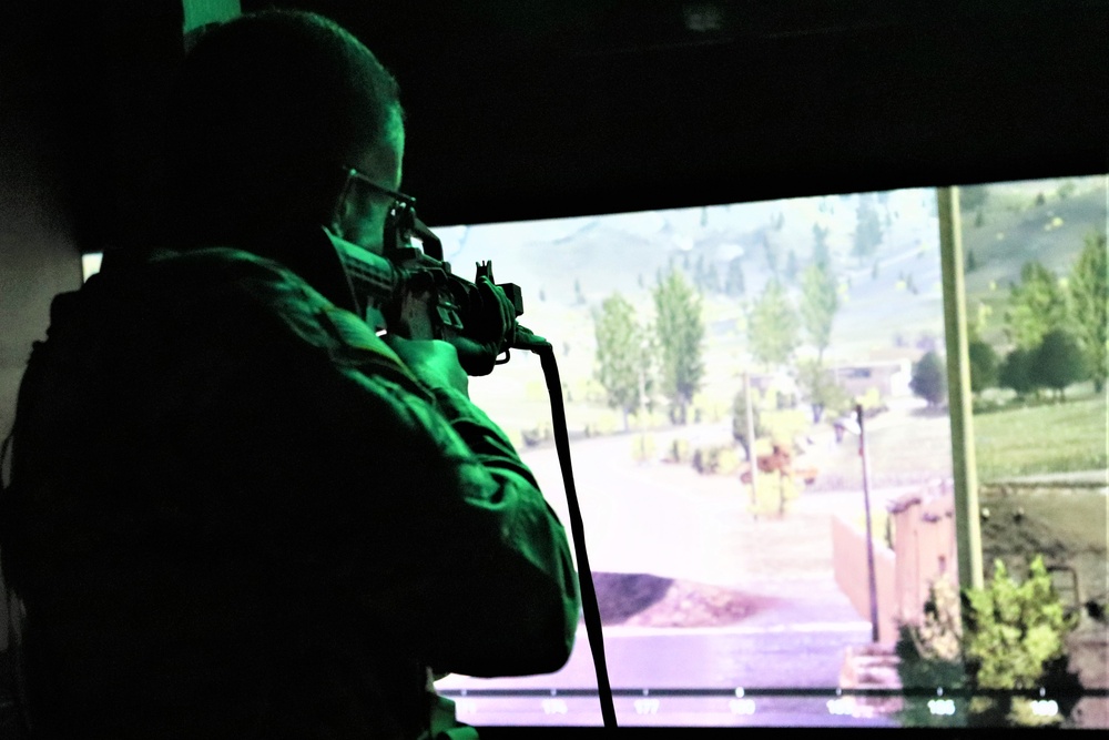 Fort McCoy Garrison Soldiers hold simulations training effort at Engagement Skills Trainer