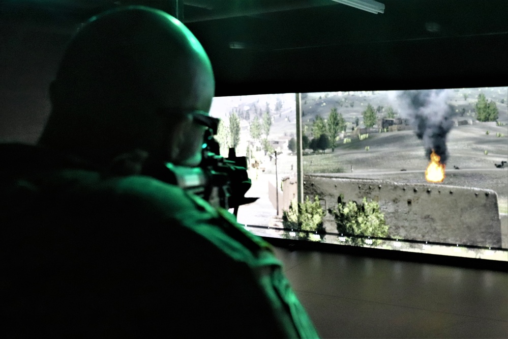 Fort McCoy Garrison Soldiers hold simulations training effort at Engagement Skills Trainer