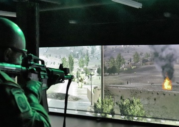 Fort McCoy Garrison Soldiers hold simulations training effort at Engagement Skills Trainer