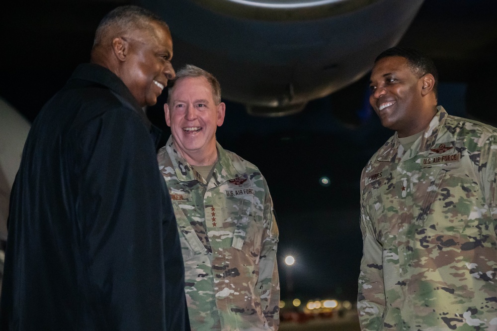 SECDEF arrives at Ramstein Air Base for Ukraine Defense Contact Group