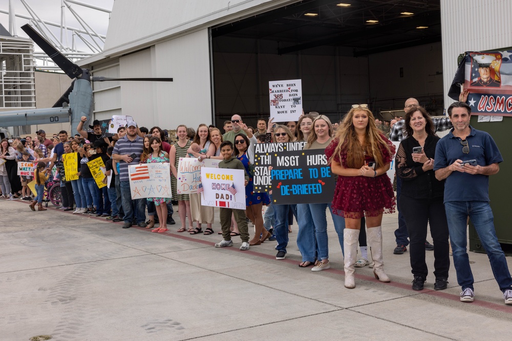 26th MEU(SOC) Marines and Sailors embarked on the USS Bataan (LHD 5) arrive on Camp Lejeune after eight-month Deployment as the Tri-GCC Immediate Crisis Response Force