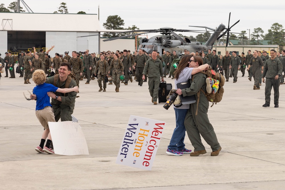 26th MEU(SOC) Marines and Sailors embarked on the USS Bataan (LHD 5) arrive on Camp Lejeune after eight-month Deployment as the Tri-GCC Immediate Crisis Response Force