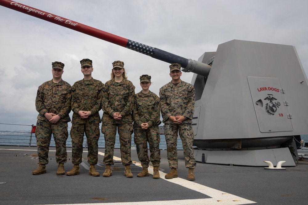 US Marines visit the USS Rafael Peralta (DDG 115)