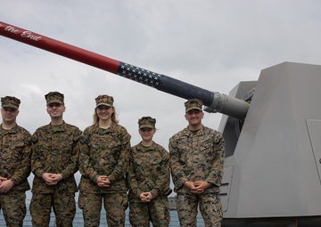 US Marines visit the USS Rafael Peralta (DDG 115)
