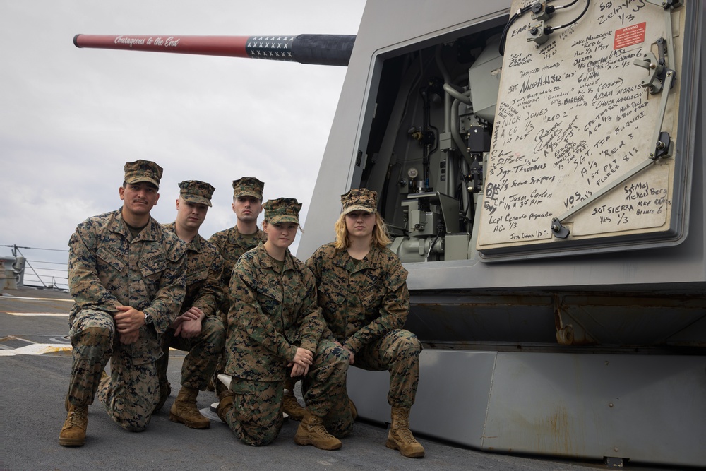 US Marines visit the USS Rafael Peralta (DDG 115)