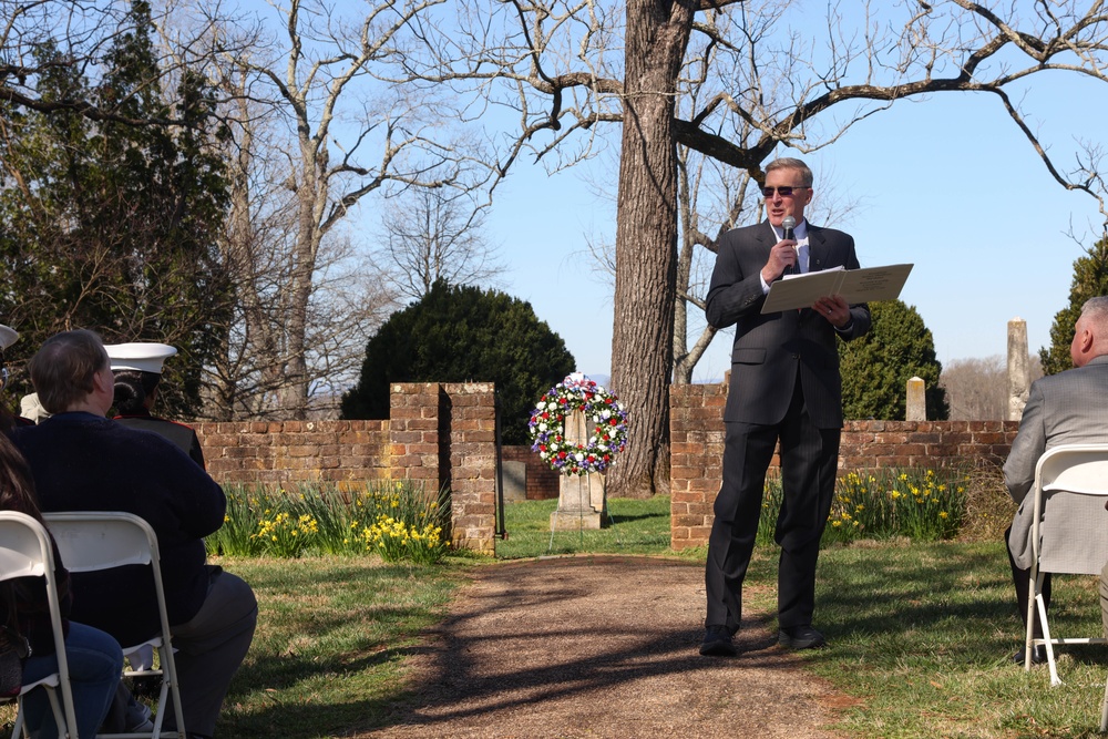 U.S. Marines lay Presidential Wreath for James Madison at Montpeleir