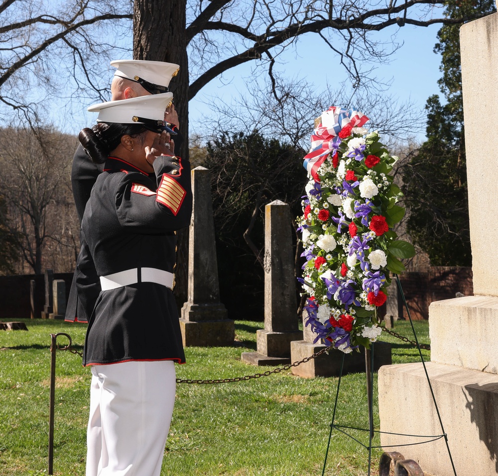 U.S. Marines lay Presidential Wreath for James Madison at Montpeleir