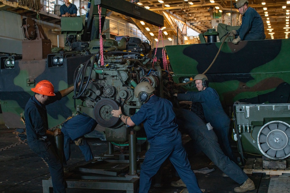 ACV Mechanics and Operators Perform Maintenance Underway