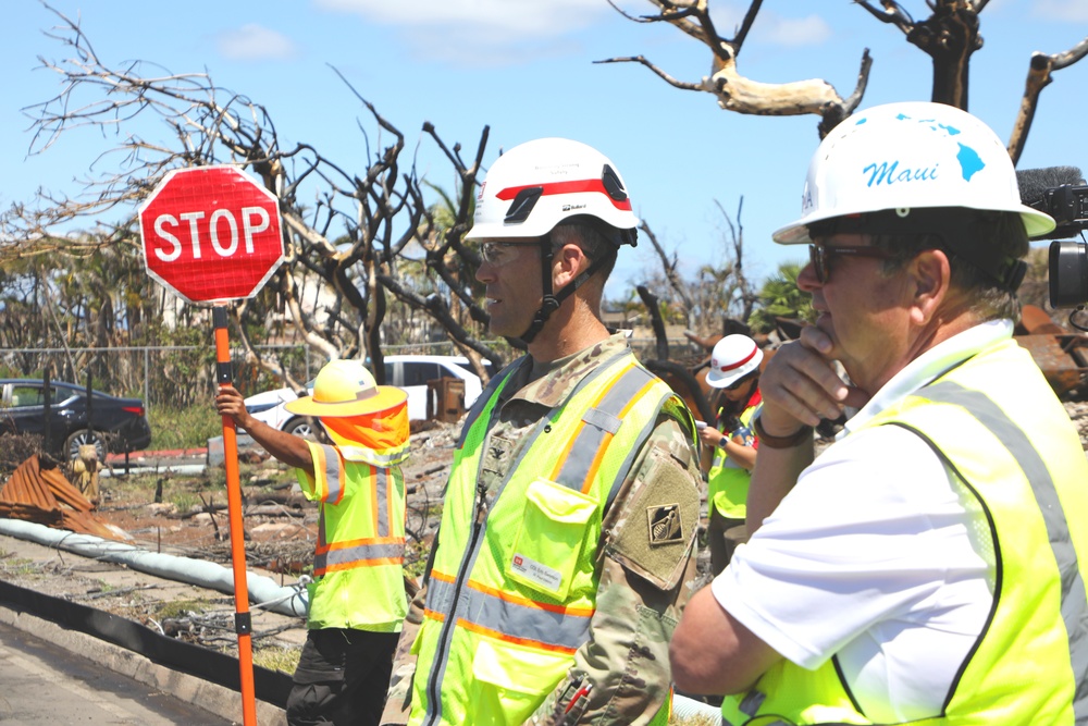 Hawai’i Wildfires Recovery mission commander in the impacted area.