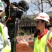 USACE archeologist mid-interview with FEMA external affairs.