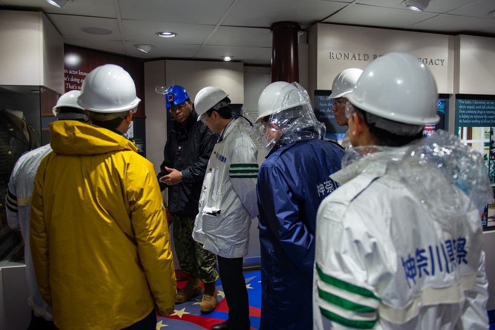 USS Ronald Reagan (CVN 76) hosts Japan Harbor Police and Naval Criminal Investigation Service (NCIS)