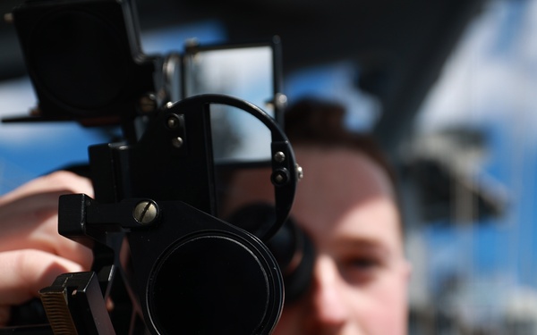 USS Bataan Quartermaster Takes Celestial Readings