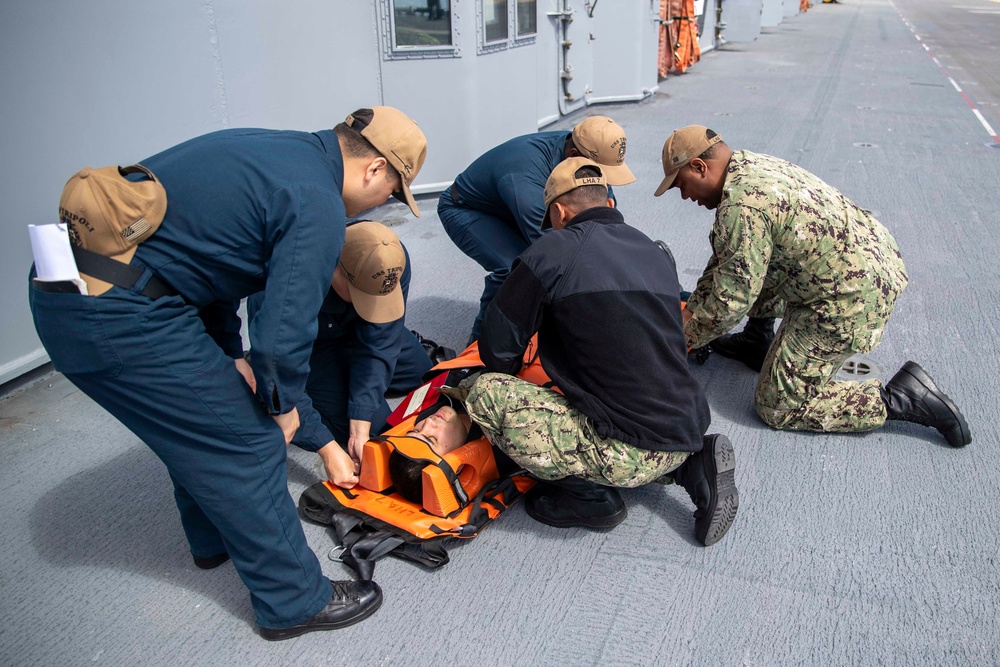 Medical Emergency Drill Aboard USS Tripoli