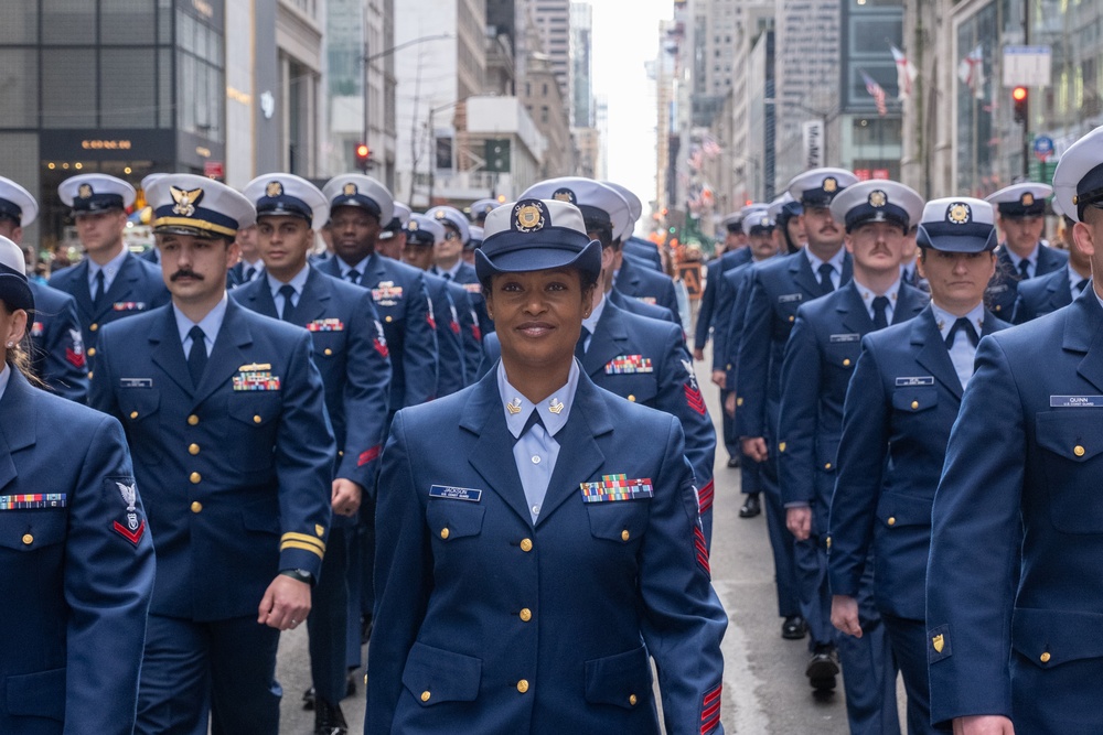 Coast Guard members march in NYC’s 263rd St. Patrick’s Day Parade