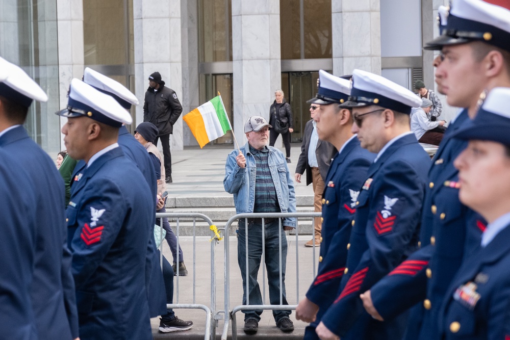 Coast Guard members march in NYC’s 263rd St. Patrick’s Day Parade