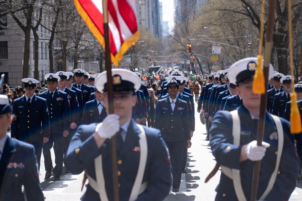Coast Guard members march in NYC’s 263rd St. Patrick’s Day Parade