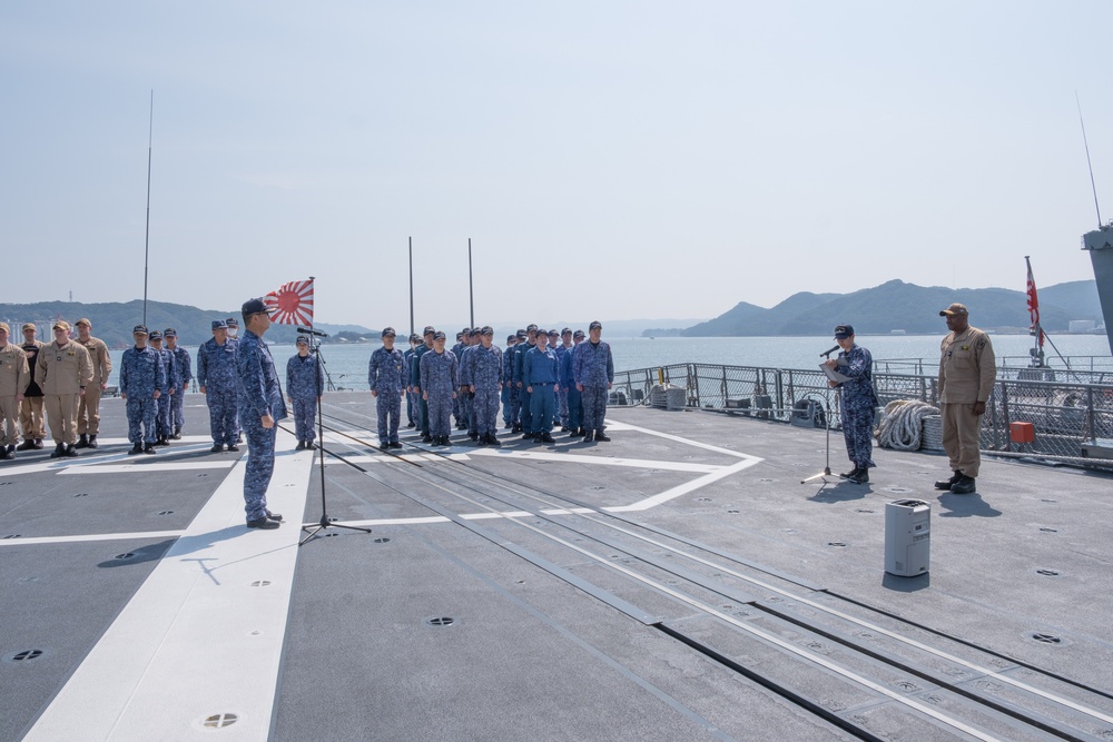 USS New Orleans (LPD 18) and Japan Maritime Self-Defense Force JS Haguro (DDG 180) Flag Exchange Ceremony on March 14