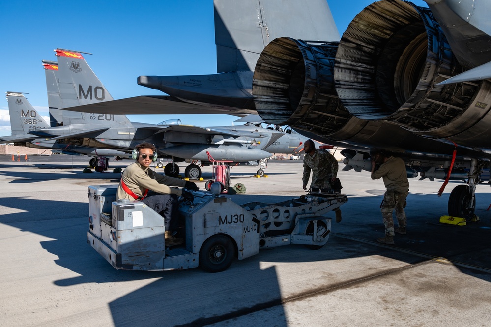 Airmen load GBU-38s on F-15E Strike Eagle during Red Flag-Nellis 24-2