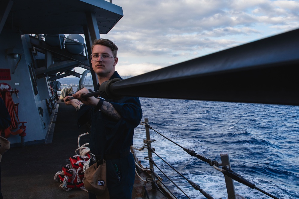 Sailor maintains 25mm gun barrel