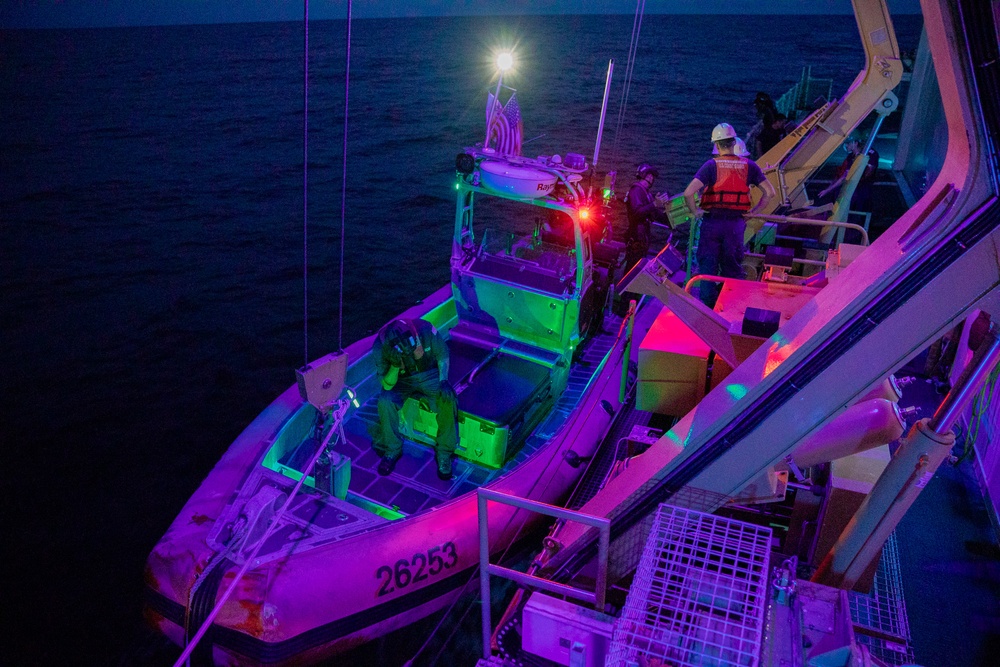 U.S. Coast Guard Cutter Harriet Lane conducts small boat ops in Coral Sea