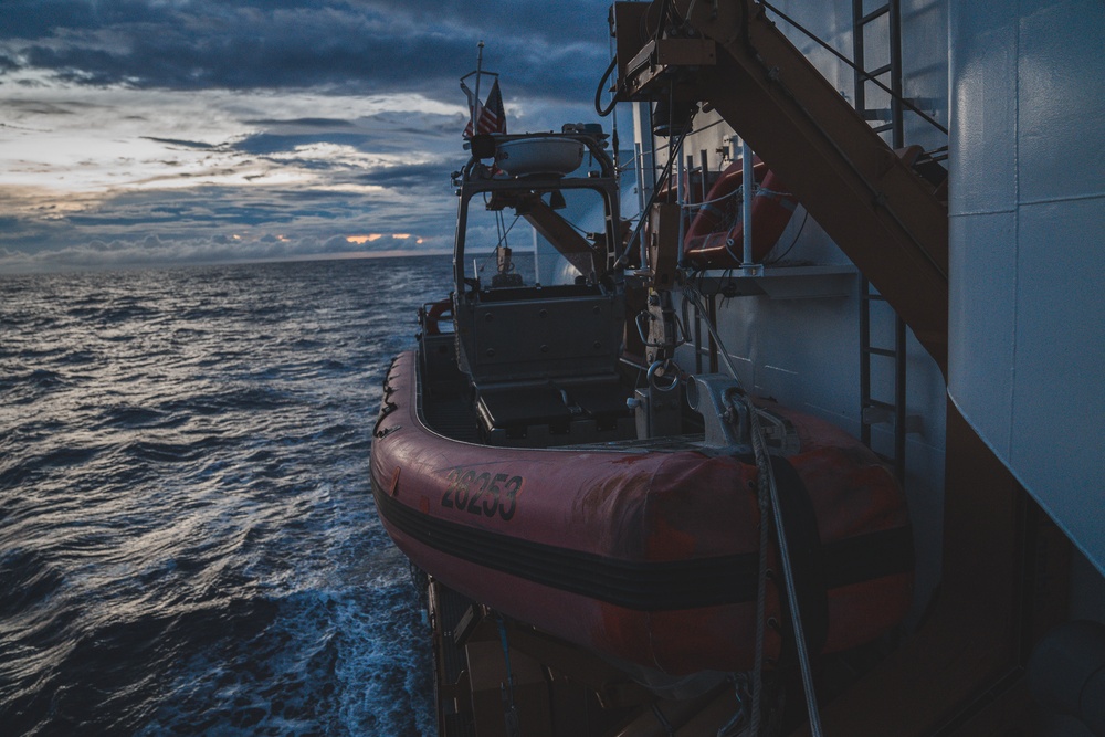 U.S. Coast Guard Cutter Harriet Lane conducts small boat ops in Coral Sea