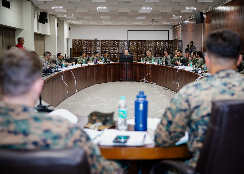 U.S. and Indian leaders of Exercise Tiger Triumph conduct first commander's update brief