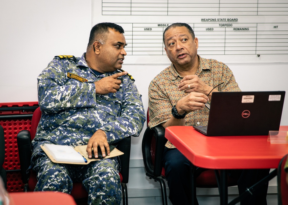 U.S. and Indian service members work together on a Human Assistance and Disaster Relief simulation during Exercise Tiger TRIUMPH 2024
