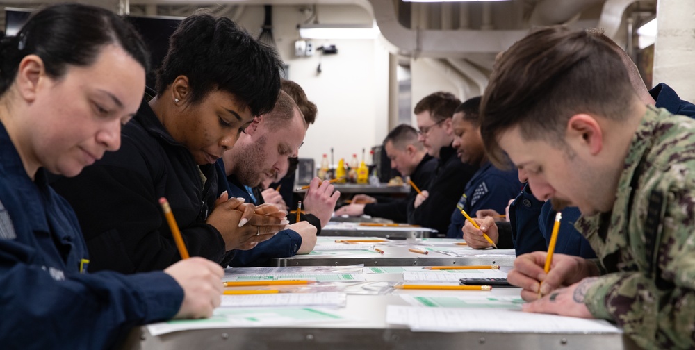 George Washington Sailors Take Navy-Wide Advancement Exam