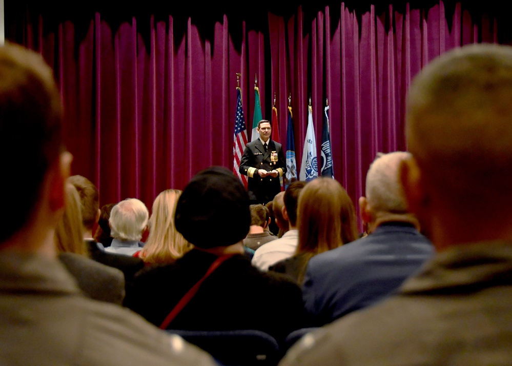 Vice Adm. John Gumbleton, commander, Task Force 80 and deputy commander, U.S. Fleet Forces, delivers remark