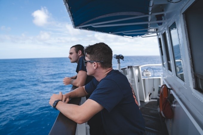 U.S. Coast Guard Cutter Harriet Lane leaves Cairns, Queensland, Australia